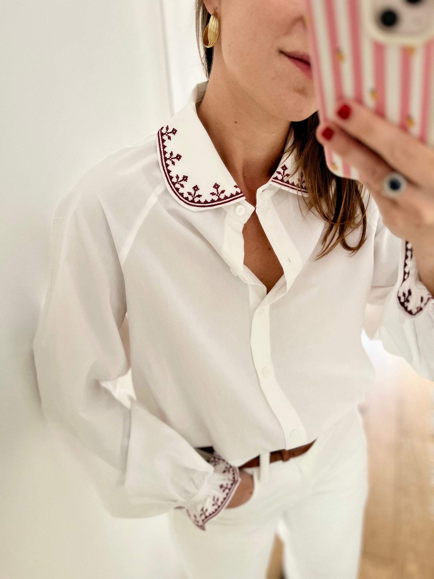 Chemise SIRACUSA brodée bordeaux