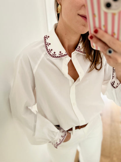 Chemise SIRACUSA brodée bordeaux