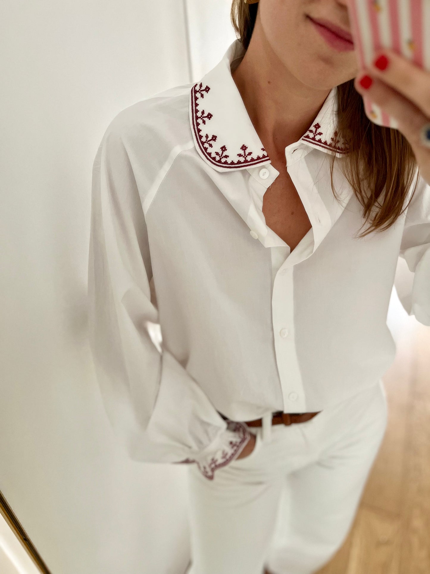 Chemise SIRACUSA brodée bordeaux