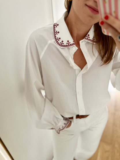 Chemise SIRACUSA brodée bordeaux
