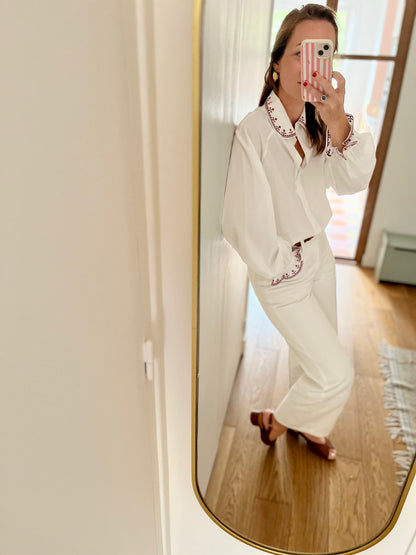 Chemise SIRACUSA brodée bordeaux