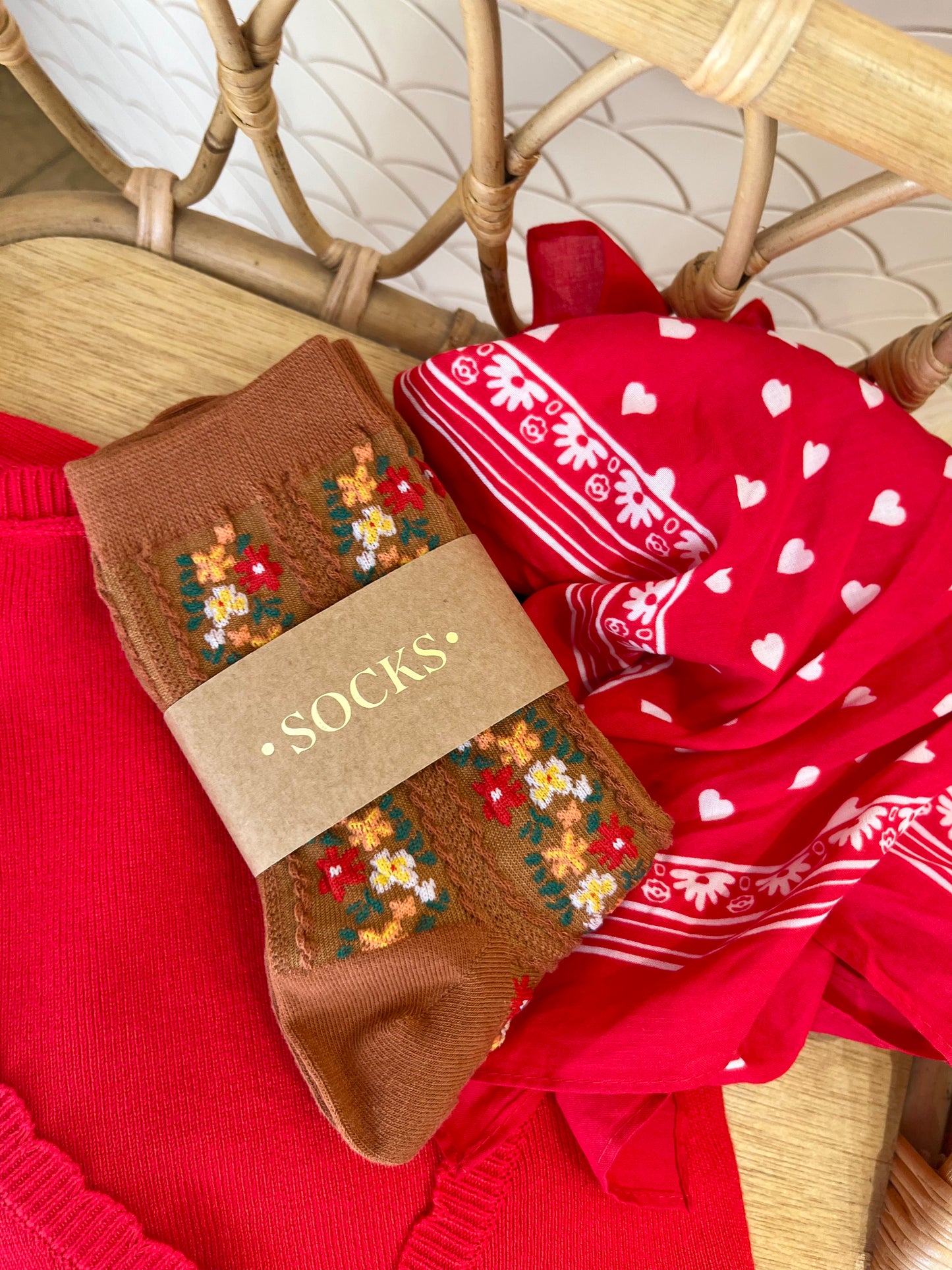 Chaussettes FLORAL rouille