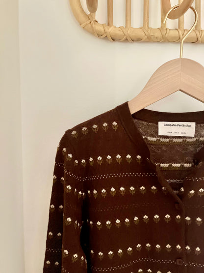 Cardigan ÉMILE fleurs chocolat