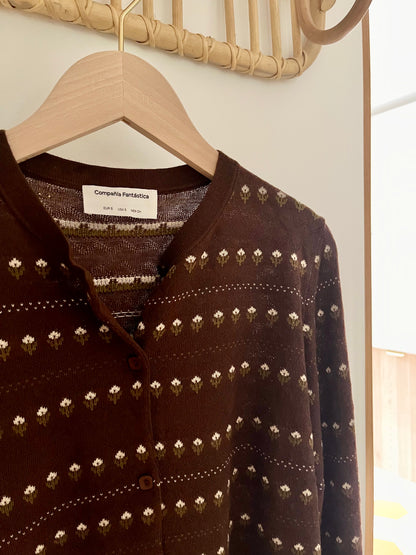 Cardigan ÉMILE fleurs chocolat