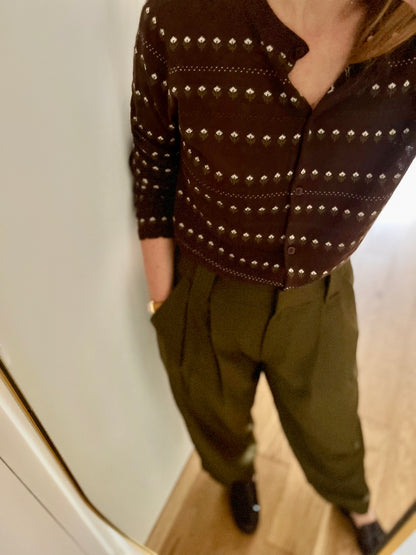 Cardigan ÉMILE fleurs chocolat