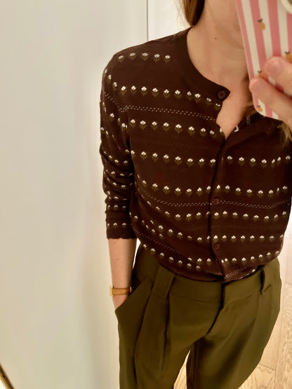 Cardigan ÉMILE fleurs chocolat