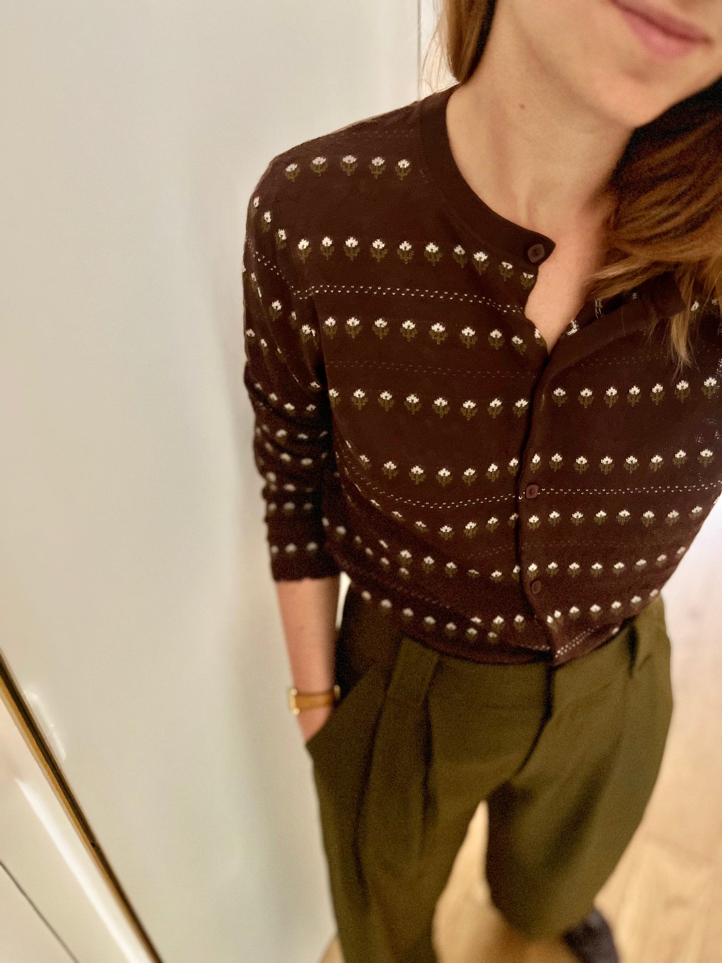 Cardigan ÉMILE fleurs chocolat