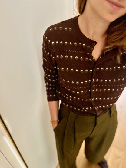 Cardigan ÉMILE fleurs chocolat