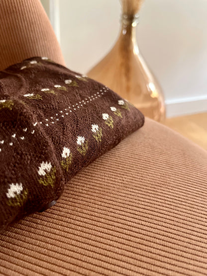 Cardigan ÉMILE fleurs chocolat