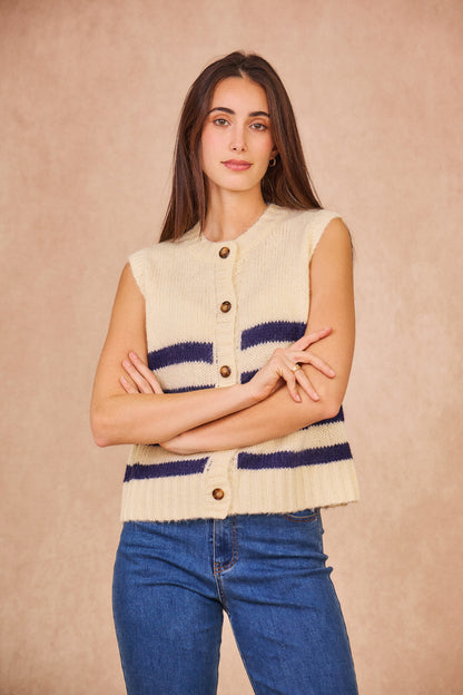 Gilet MARTINE rayé bleu