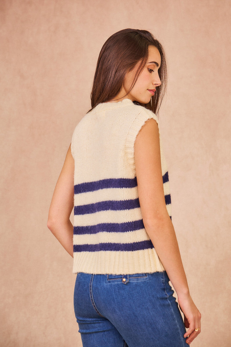 Gilet MARTINE rayé bleu