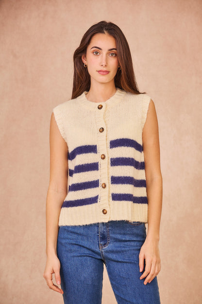 Gilet MARTINE rayé bleu