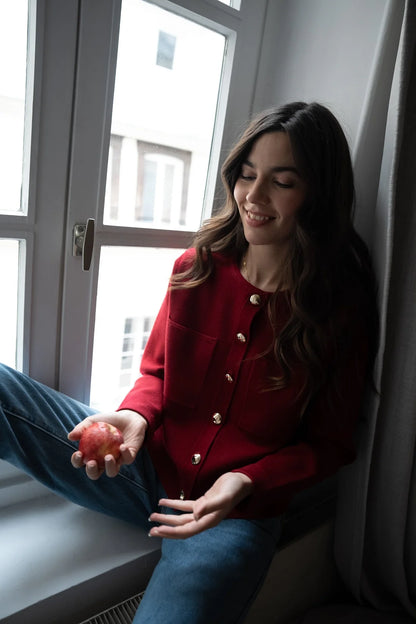 Veste en maille MAGDA cerise