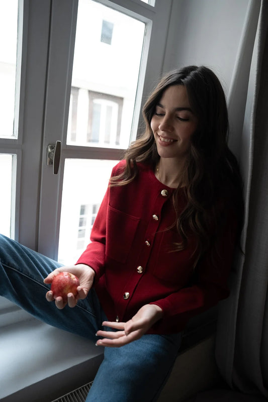 Veste en maille MAGDA cerise