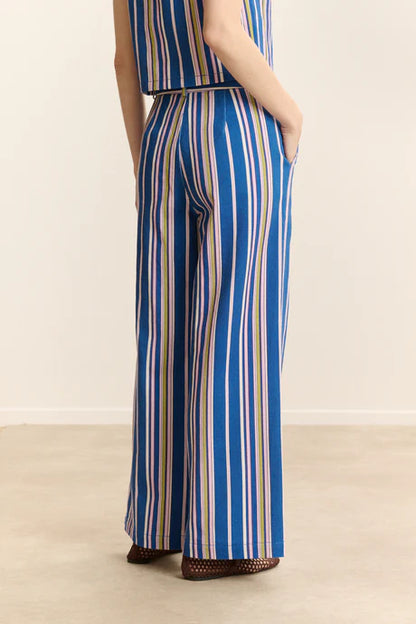 Pantalon VICTORINE rayé bleu