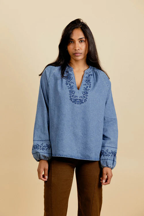 Blouse TAMARA denim brodée