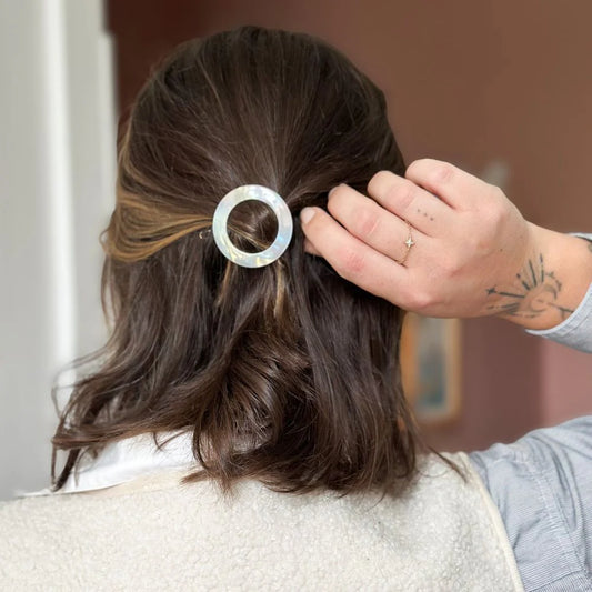 Barrette ronde Nacre