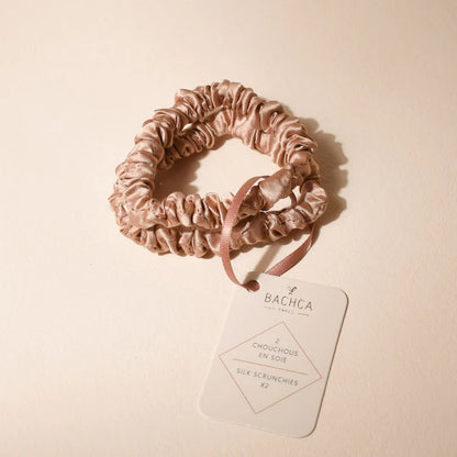 Lot de 2 chouchous soie rose