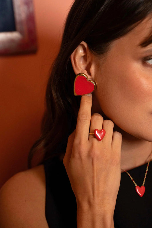Bague VALIA coeur rouge