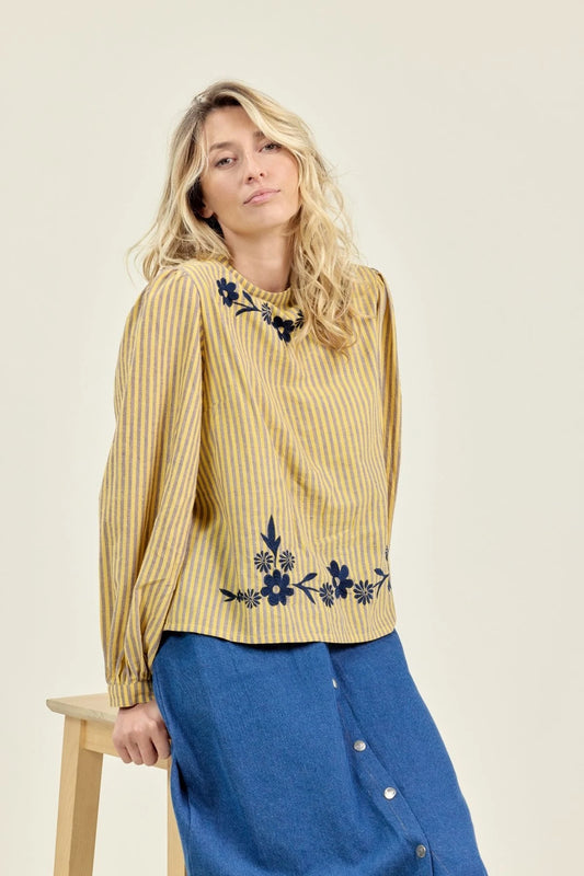 Blouse BIVLA rayé jaune/parme