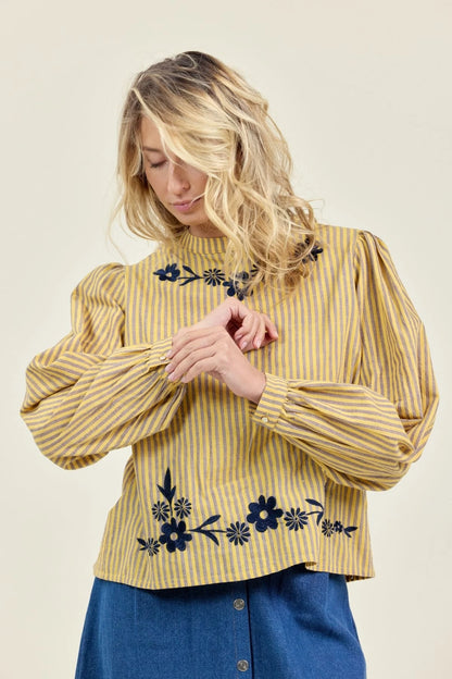 Blouse BIVLA rayé jaune/parme