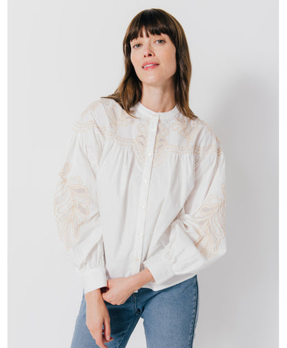 Chemisier CASSIS écrue brodée