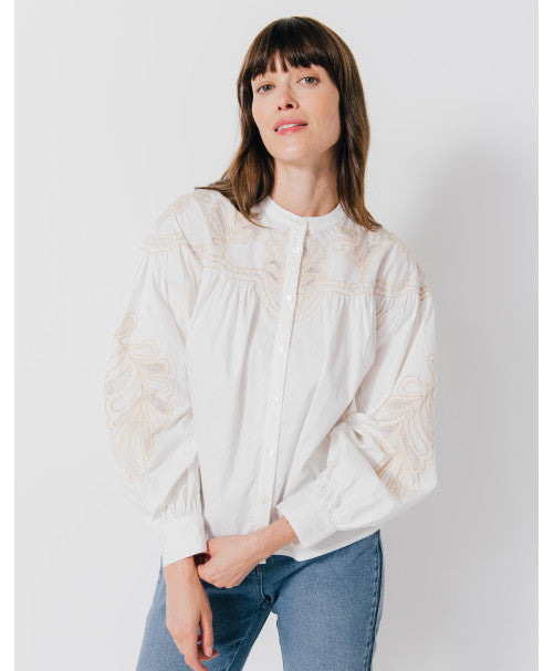 Chemisier CASSIS écrue brodée