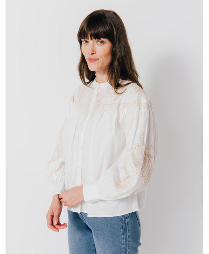 Chemisier CASSIS écrue brodée