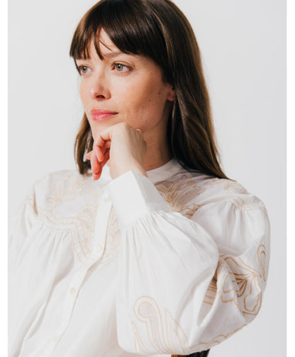 Chemisier CASSIS écrue brodée