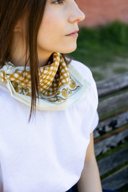 Petit foulard JEANNE vichy ocre