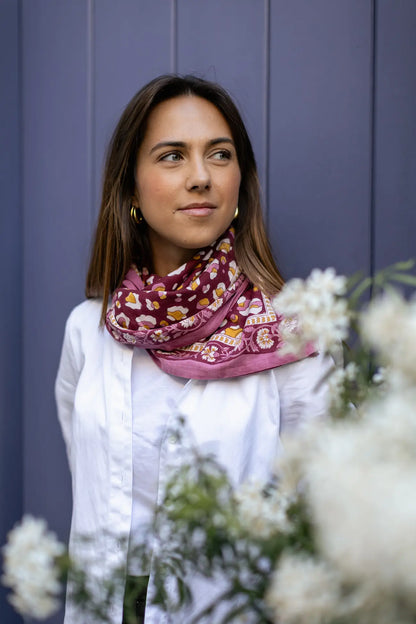 Foulard ROSA léopard bordeaux