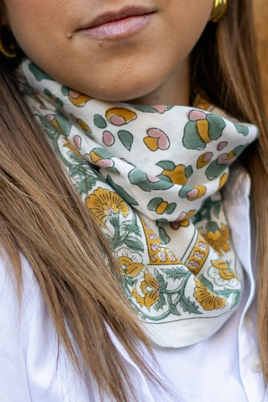Petit foulard ROSA léopard sauge