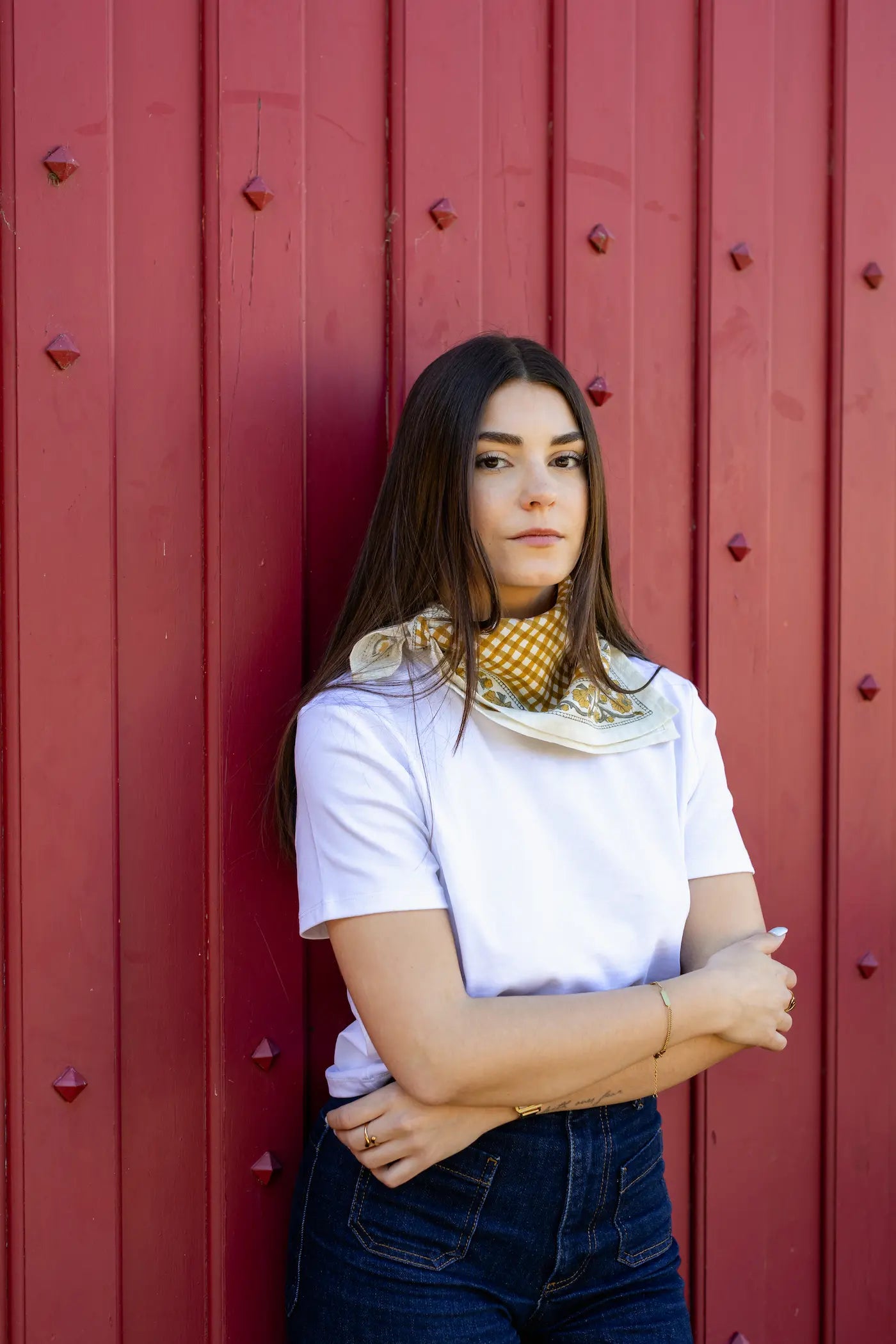 Petit foulard JEANNE vichy ocre