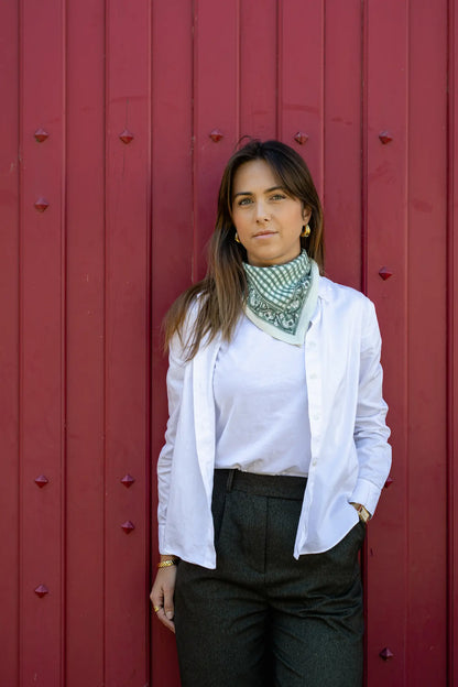 Petit foulard JEANNE vichy sauge