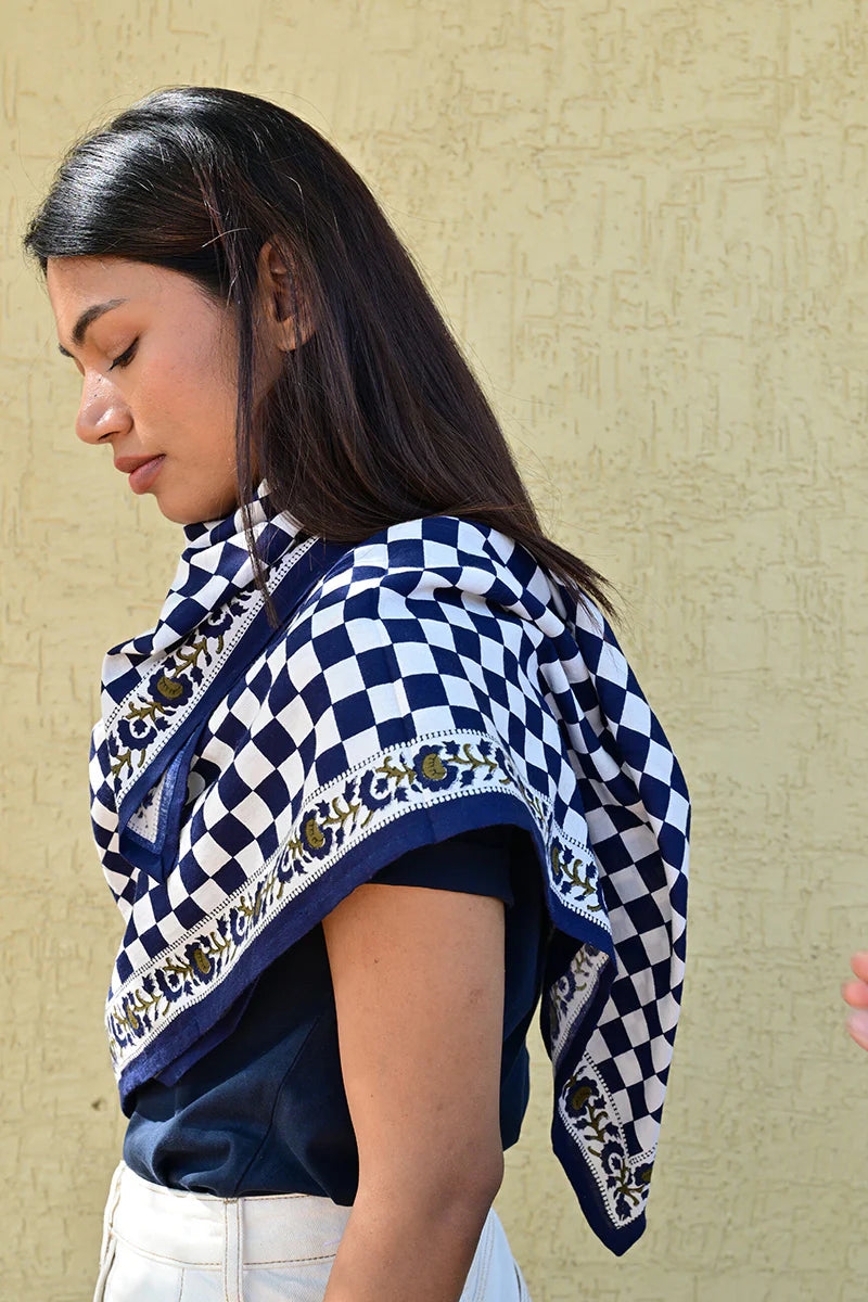 Foulard CHECKS bleu marine