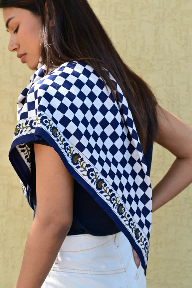 Foulard CHECKS bleu marine