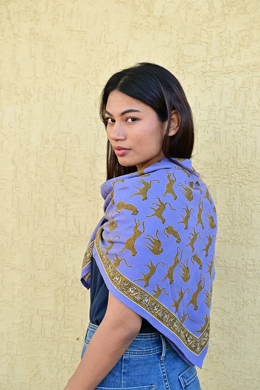 Foulard FAUVE bleu horizon