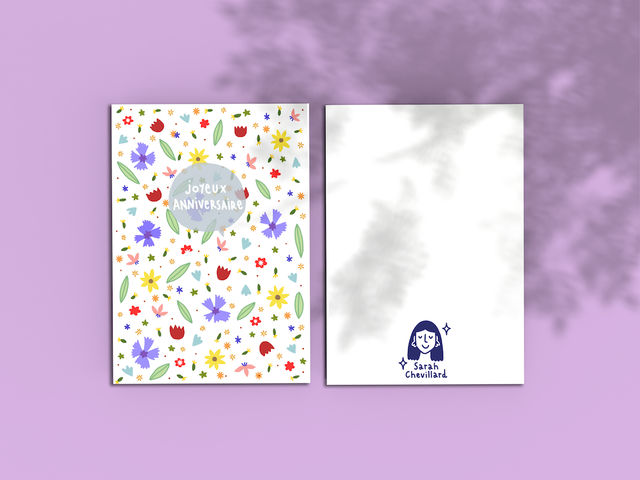 Carte JOYEUX ANNIVERSAIRE fleurs