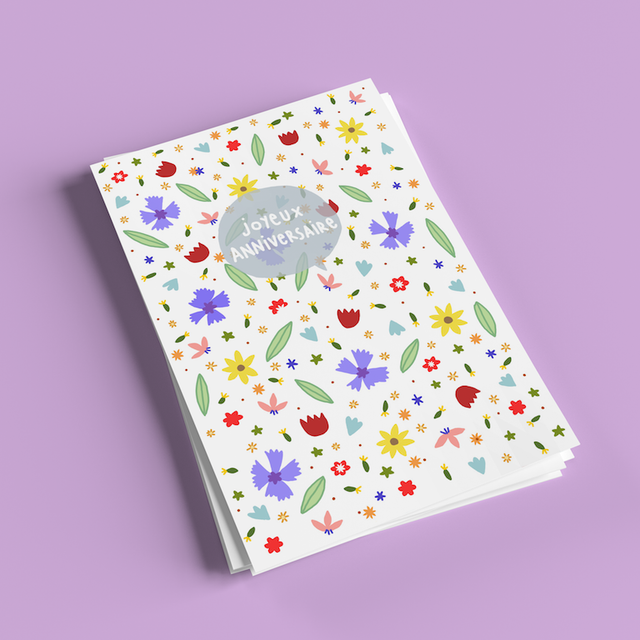 Carte JOYEUX ANNIVERSAIRE fleurs