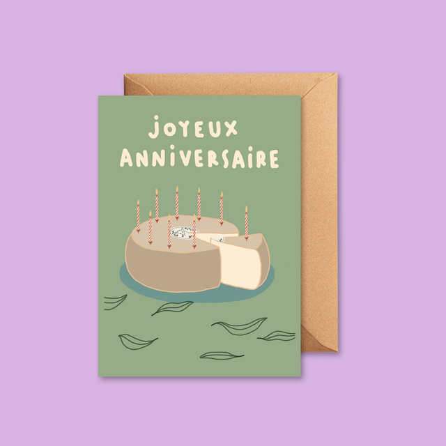 Carte JOYEUX ANNIVERSAIRE fromage