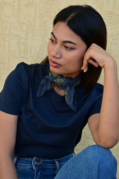 Petit foulard GALATIE bleu marine