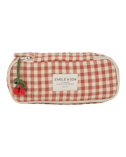 Trousse écolière vichy acajou