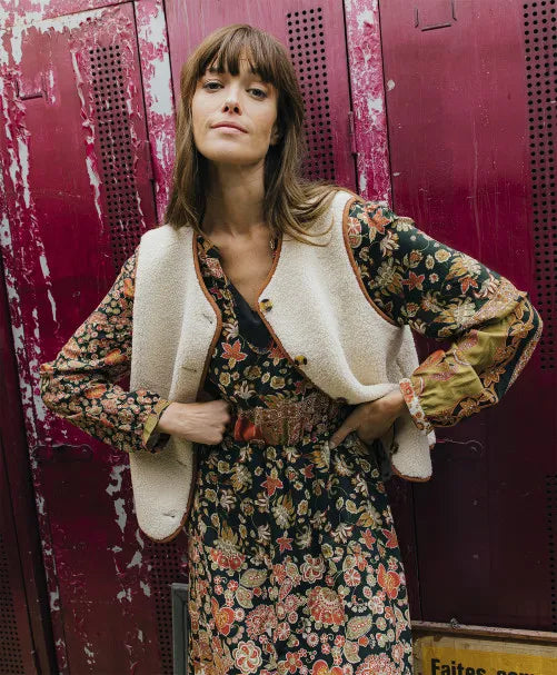 Gilet COMETTE écru/camel