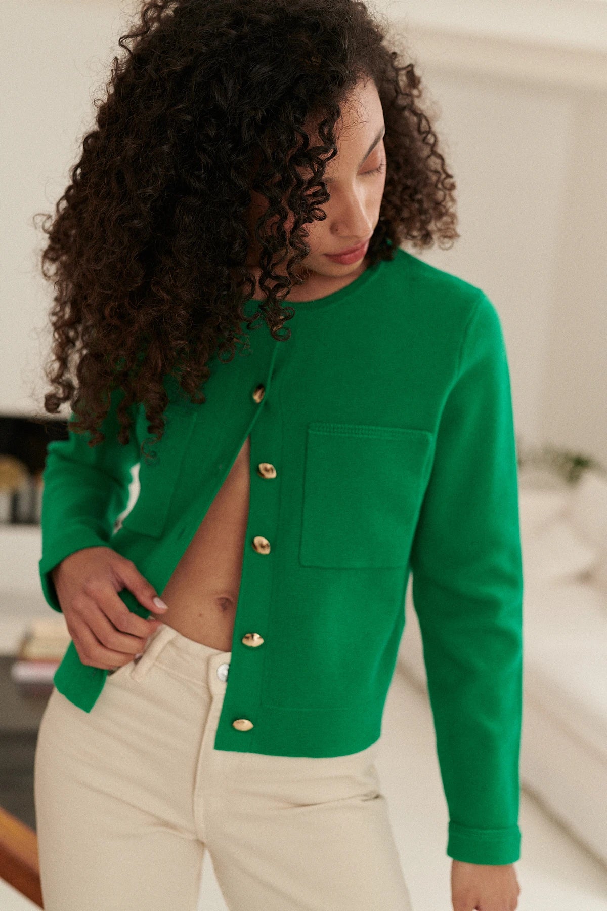 Veste en maille MAGDA verte