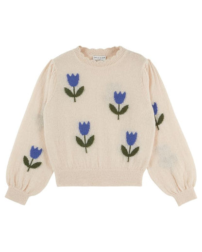 Pull EVA tulipes bleues