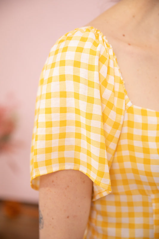 Robe midi VICHY jaune