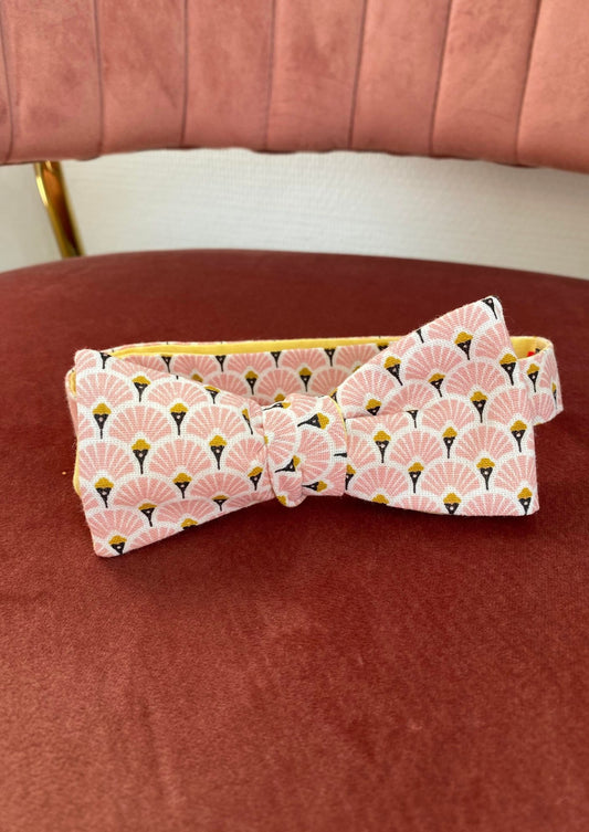 Noeud papillon rose motif éventails