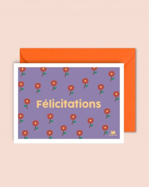 Carte postale FELICITATIONS fleurs