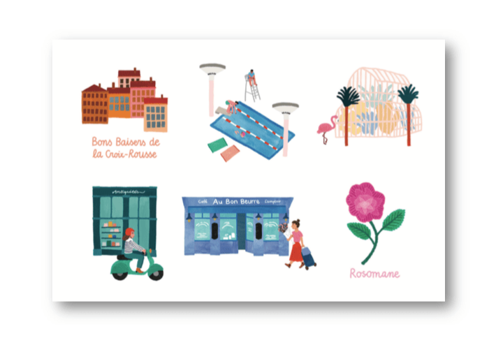 Cartes postales Lyon - Julie Flamingo - Comme Paulette