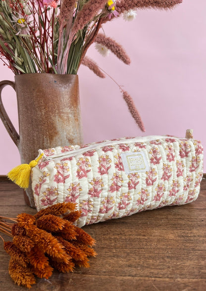 Petite trousse INDI BLEUET rose/jaune